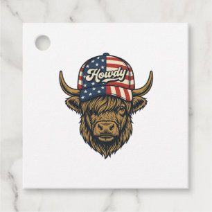 Hur Highland Cow Patriotisk Vintage Western Desig Gåvor Etiketter