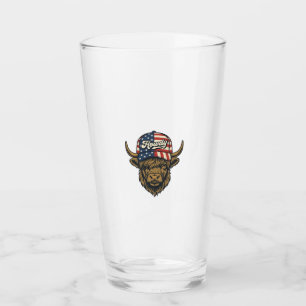 Hur Highland Cow Patriotisk Vintage Western Desig Glaskopp