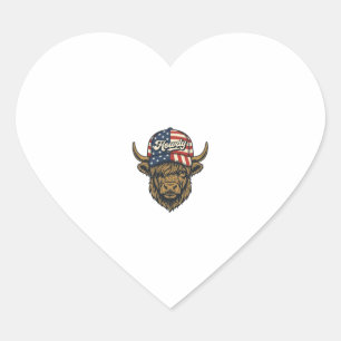 Hur Highland Ko Patriotisk Vintage Västerländsk De Hjärtformat Klistermärke