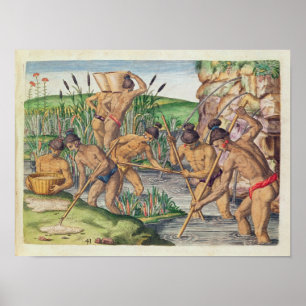 Hur indianerna samlar in Guld från strömmarna Poster