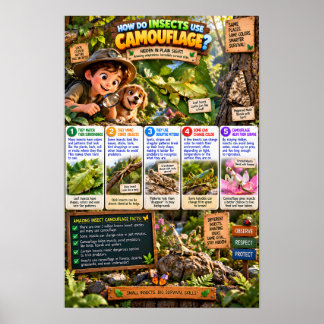 Hur Insekter Använder Kamouflage Informationsgrafi Poster