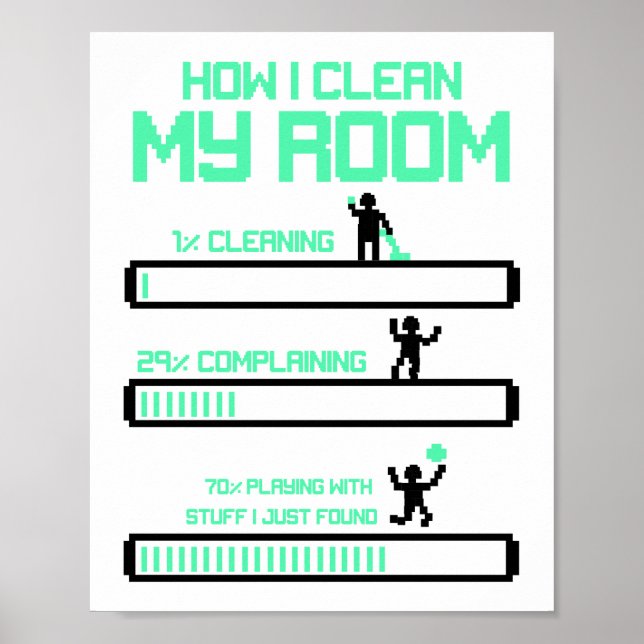 Hur jag rengör mitt rum Städning hushållning Poster (Framsidan)
