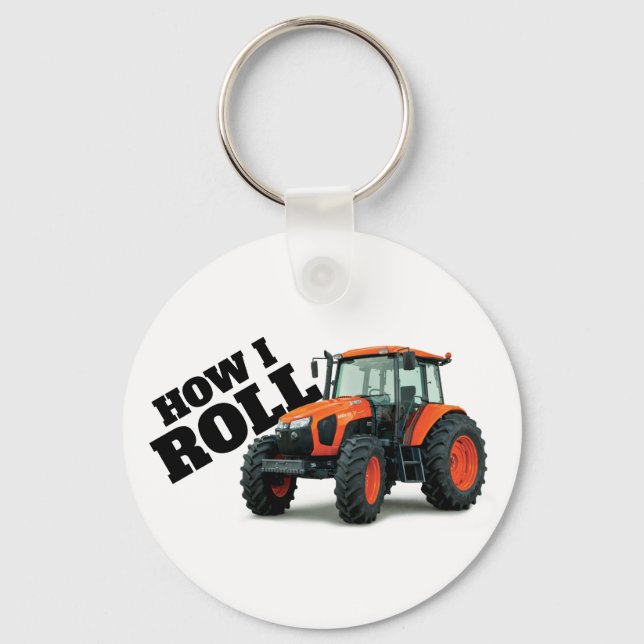 "Hur jag rullar med Orange Farm Tractor" Nyckelring (Framsida)
