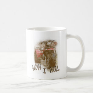 Hur jag rullar - person som drar en skottkärra f kaffemugg
