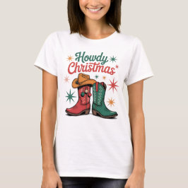 Hur jul cowboy boots västerländsk julstämning t shirt