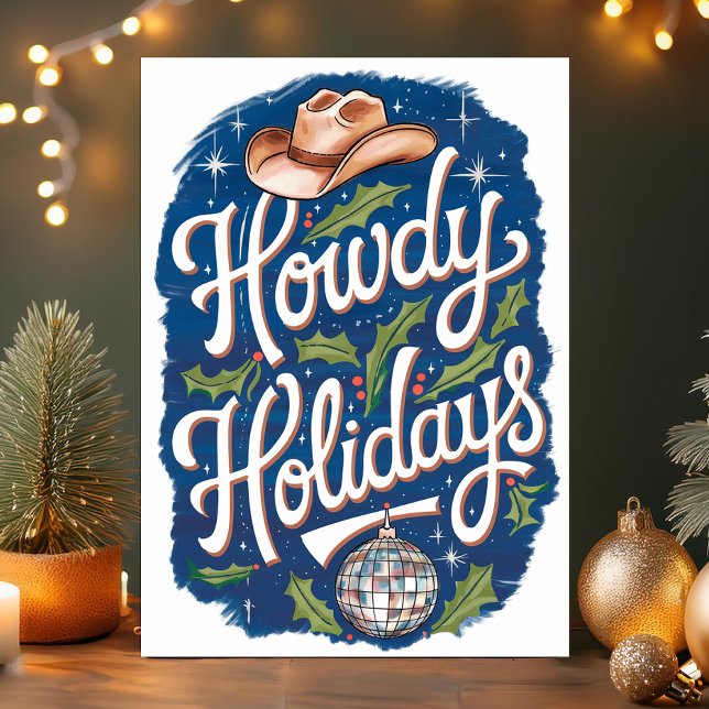 Hur jul cowboy diskokula jul helgkort (Skapare uppladdad)