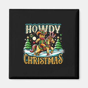 Hur jul gingerbread man cowboy åktur häst  magnet