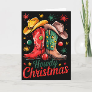 Hur jul Xmas Cowboy Stövlar Western Cowgirl Kort