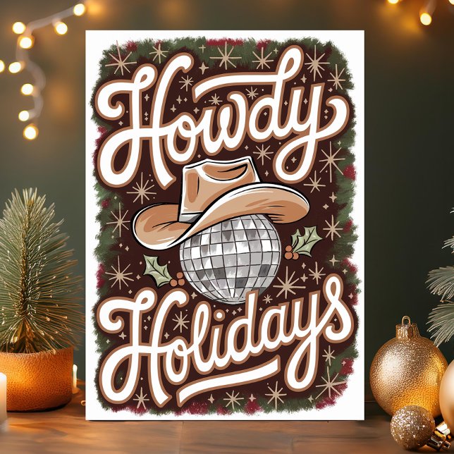 Hur julen är västlig cowboy disko boll jul helgkort (Skapare uppladdad)