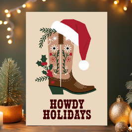 Hur julen western cowboy boot jul helgkort