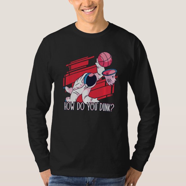 Hur kan du skräda Astronaut Idrottsman Dunk Basket T Shirt (Framsida)
