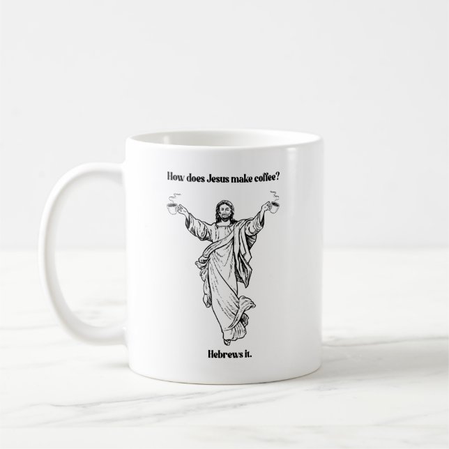 Hur kan Jesus göra kaffe Hebreck? Kaffemugg (Vänster)