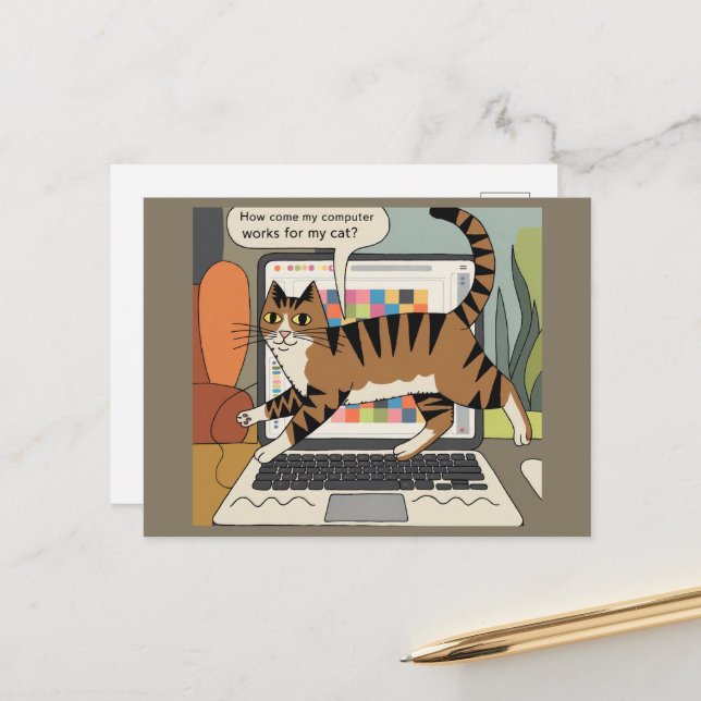 Hur Kom min dator fungerar för en kattfunnen Teckn Vykort (Fram/Back In Situ)