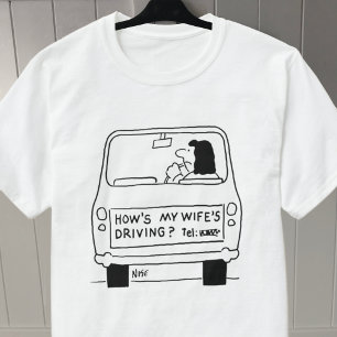 Hur kör min fru? Lustig Tecknad på en T Shirt