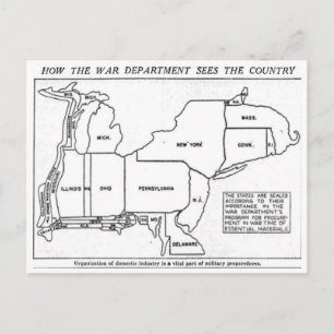 Hur krigsdepartementet ser USA 1940 Vykort
