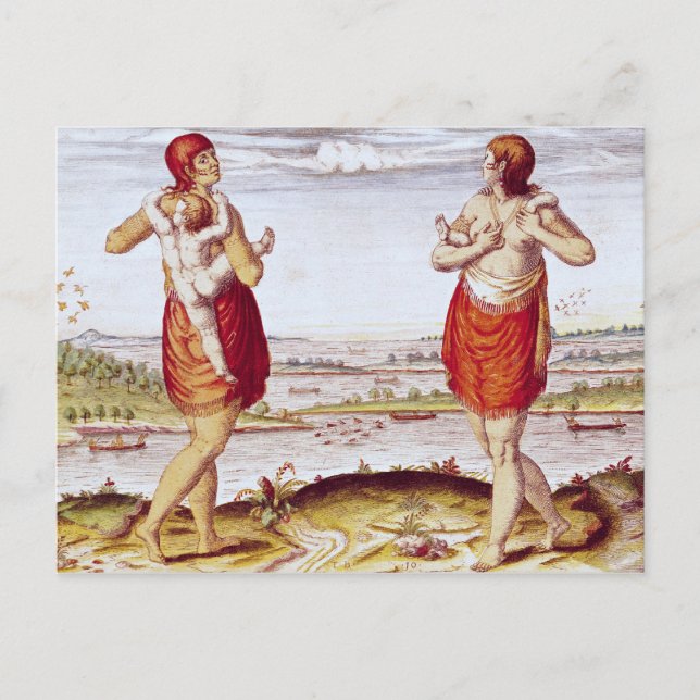 Hur kvinnor i Dasamonquepeuc Vykort (Framsida)