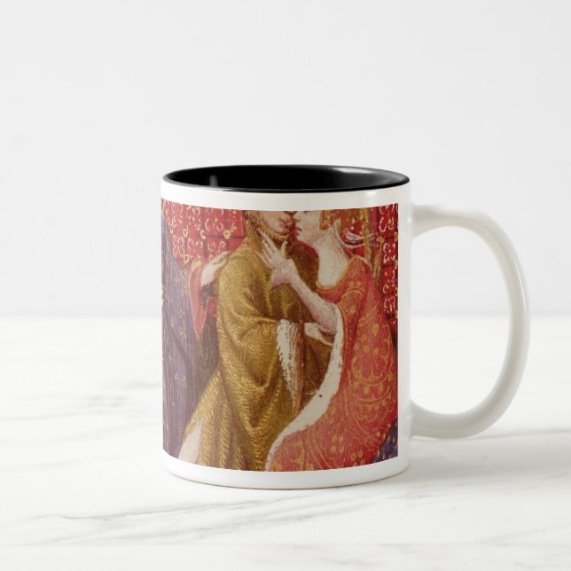 Hur Lancelot kysste Guinevere Två-Tonad Mugg (Höger)
