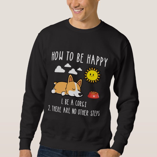 Hur man är i Lycklig som Corgi Lång Ärmad Tröja (Framsida)