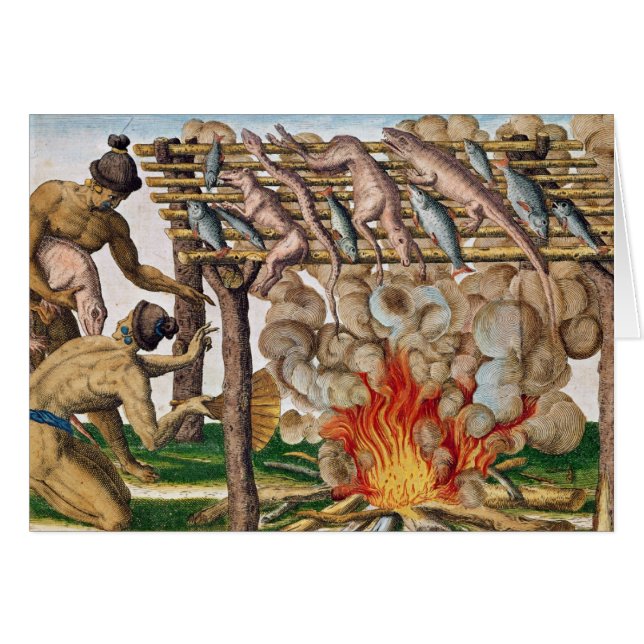 Hur man grillar djur, från 'Brevis Narratio Hälsningskort (Framsidan Horizontal)