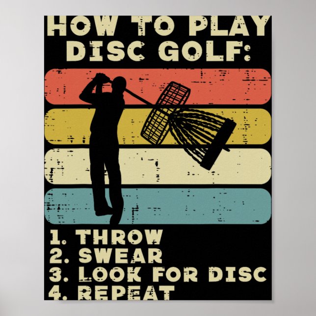 Hur man spelar Disc Golf Sunset Retro Frisbeegolf Poster (Framsidan)