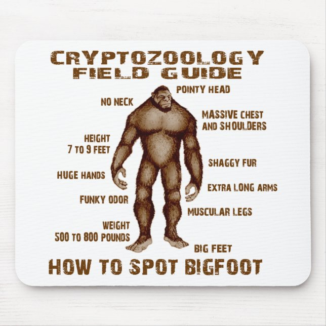 HUR man SPOT BIGFOOT - Cryptozoologyfält vägleder Musmatta (Framsidan)