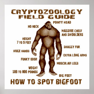 HUR man SPOT BIGFOOT - Cryptozoologyfält vägleder Poster