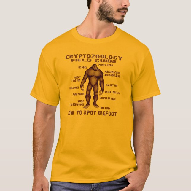 HUR man SPOT BIGFOOT - Cryptozoologyfält vägleder Tee Shirt (Framsida)
