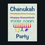 Hur man stavar Hanukkah Chanukah partyinbjudningar Inbjudningar<br><div class="desc">Hur stavar du Hanukkah,  er Chanukah,  eller är det Hanukah,  på något sätt? Självfallet är det enda "högert" långt som stavar det,  i hebré! En rolig design med "lyckliga Hanukkah" och "lyckliga Chanukah" korsade ut och "Chanukah Sameach!",  i hebré med en chanukiah (menora),  dreidel och guld- gelt beneath.</div>