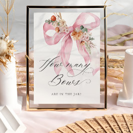 Hur många Blommigt Rosa Bow Baby Shower Poster