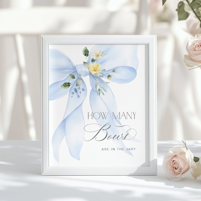 Hur många Bows Blue blommigt Bow babydusch Poster (Skapare uppladdad)