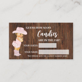 Hur många Candies Cowgirl Baby Shower Game Card Placeringskort