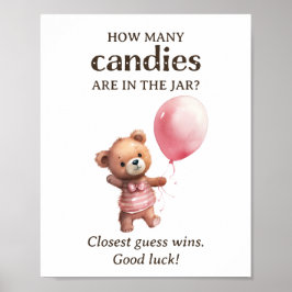 Hur många Candies Nalle Girl Baby Shower Poster