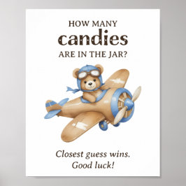 Hur många Candies Nalle Pilot Pojke Shower Poster