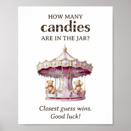Hur många Candies Nalle Twin Girl Baby Shower Poster