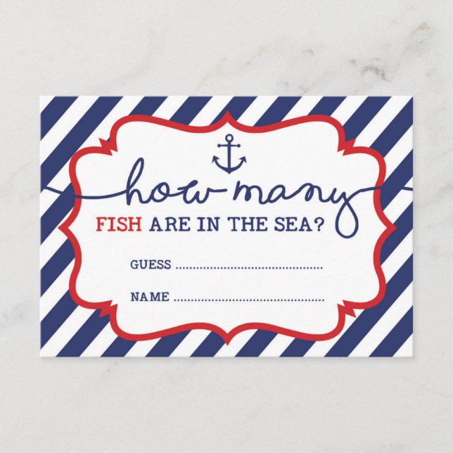 Hur många fiskar finns i Sea Baby Shower Game? Tilläggskort (Framsida)