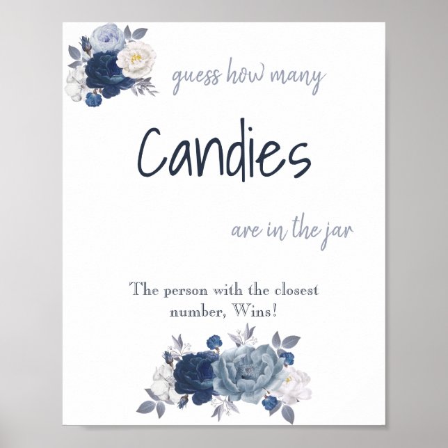 Hur många godisar Bröllopsdusch Spelskylt Poster (Framsidan)