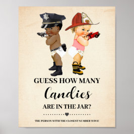 Hur Många Godisar Liten Rekryt Baby Shower Spel Poster