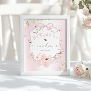 Hur många godisar Love Bug Wildflower Baby Shower Poster