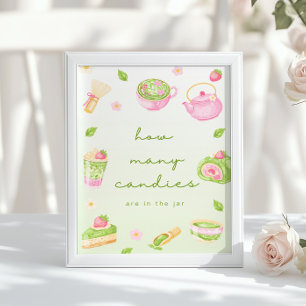 Hur många godisar Matcha Te Pink Bebis Baby Shower Poster