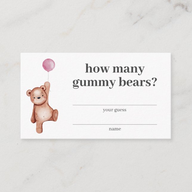 Hur många Gummy Bears Girl Nalle Baby Shower Tilläggskort (Framsida)