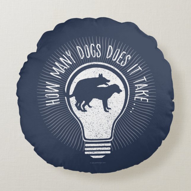 Hur många Hundar tar det? Rund fyllning Rund Kudde (Framsidan)