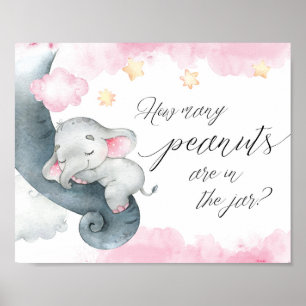 Hur många jordnötter mamma baby-elefantens rosa vi poster