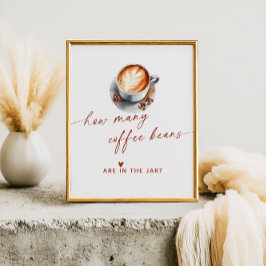 Hur Många Kaffeprickar Bröllopsduschspel Poster