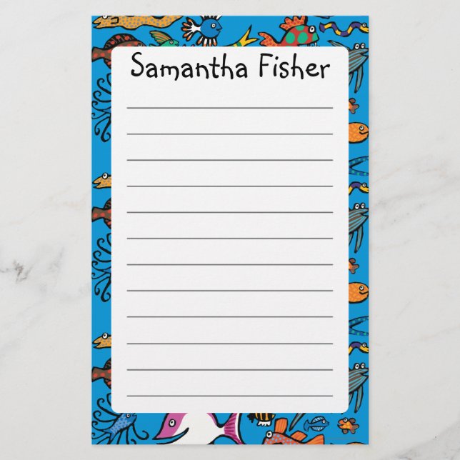 Hur många kan den olika fisken dig se? brevpapper (Framsida)