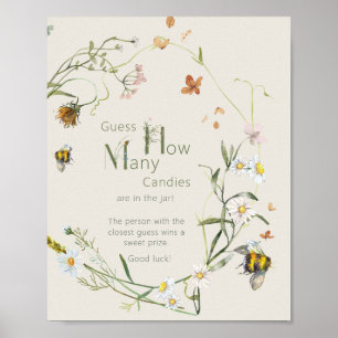 Hur många kaniner har Wildblomma Bee Beige Baby Sh Poster