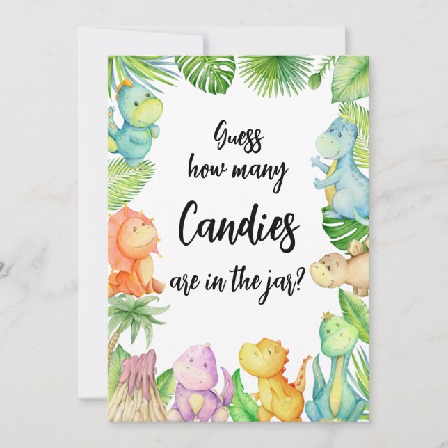 Hur många kanter i Burk Dinosaur Baby Shower Card Inbjudningar (Framsida)