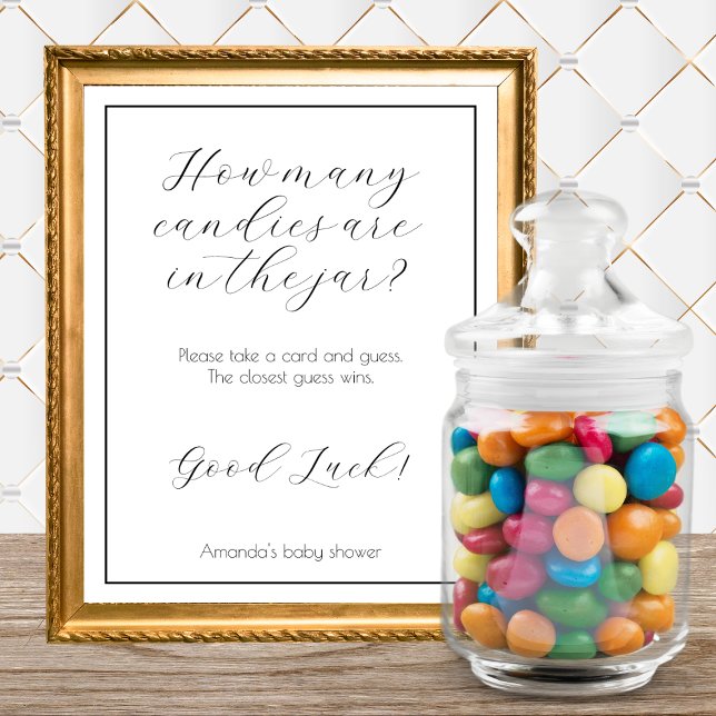 Hur många kanter med minimalistiskt babyvisningssp poster (how many candies in the jar baby shower candy guessing game guess how many baby shower games)
