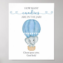 Hur många kanter spelar Blue Elephant Baby Shower- Poster