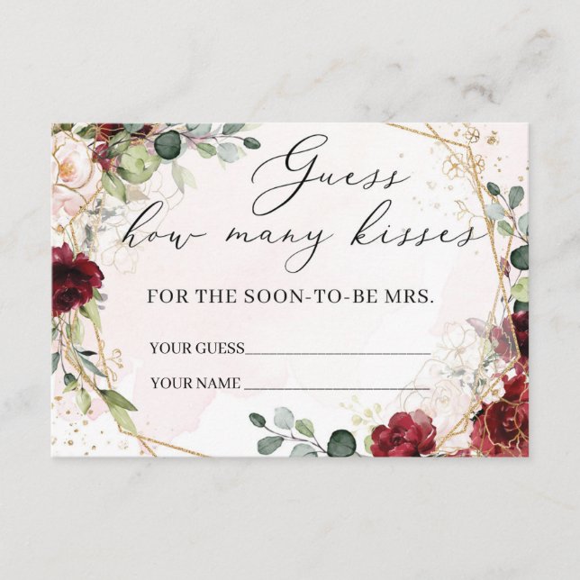 Hur många kisser-spelkort boho burgundy-blommigt tilläggskort (Framsida)