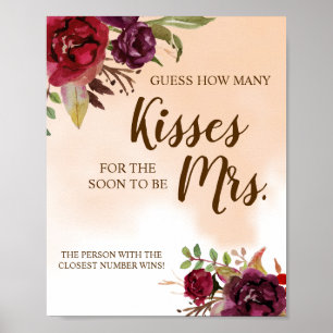 Hur många Kisses åt Mrs. Spelsignatur för burgund Poster